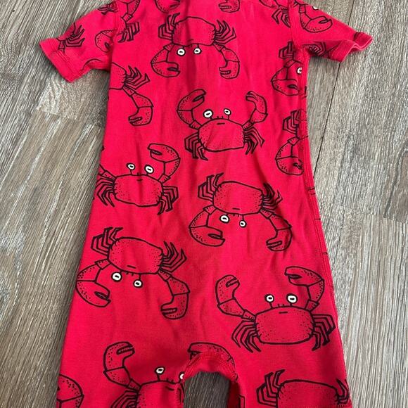 Hanna Andersson Red Organic Cotton Baby Romper 18-24 Crabs Pajamas - Picture 1 of 3